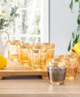 Lorren Home Trends Double Old Fashion 6 Piece Gold Band Glass Set