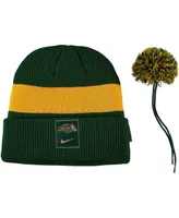 Men's Nike Green Ndsu Bison Logo Sideline Cuffed Knit Hat with Pom