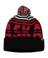 Men's Top of the World Black and Scarlet Nebraska Huskers Colossal Cuffed Knit Hat with Pom