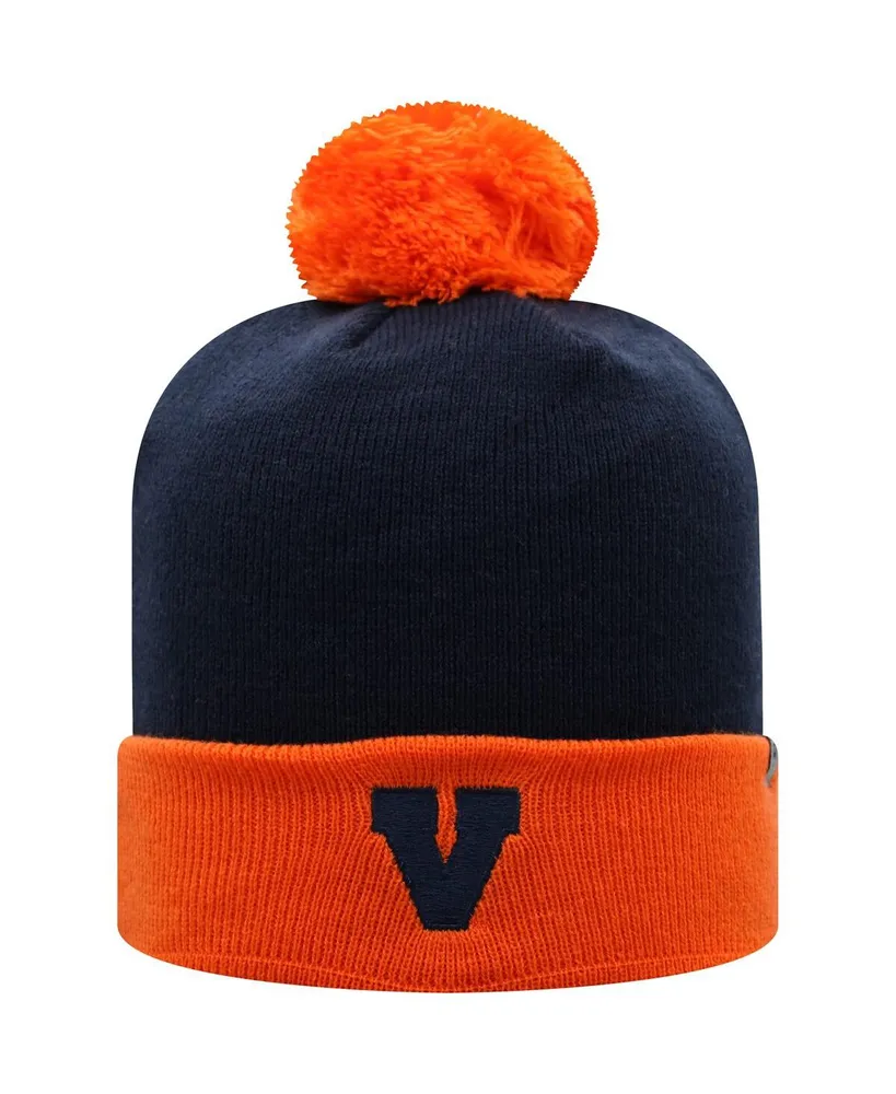 Men's Top of the World Navy and Orange Virginia Cavaliers Core 2-Tone Cuffed Knit Hat with Pom
