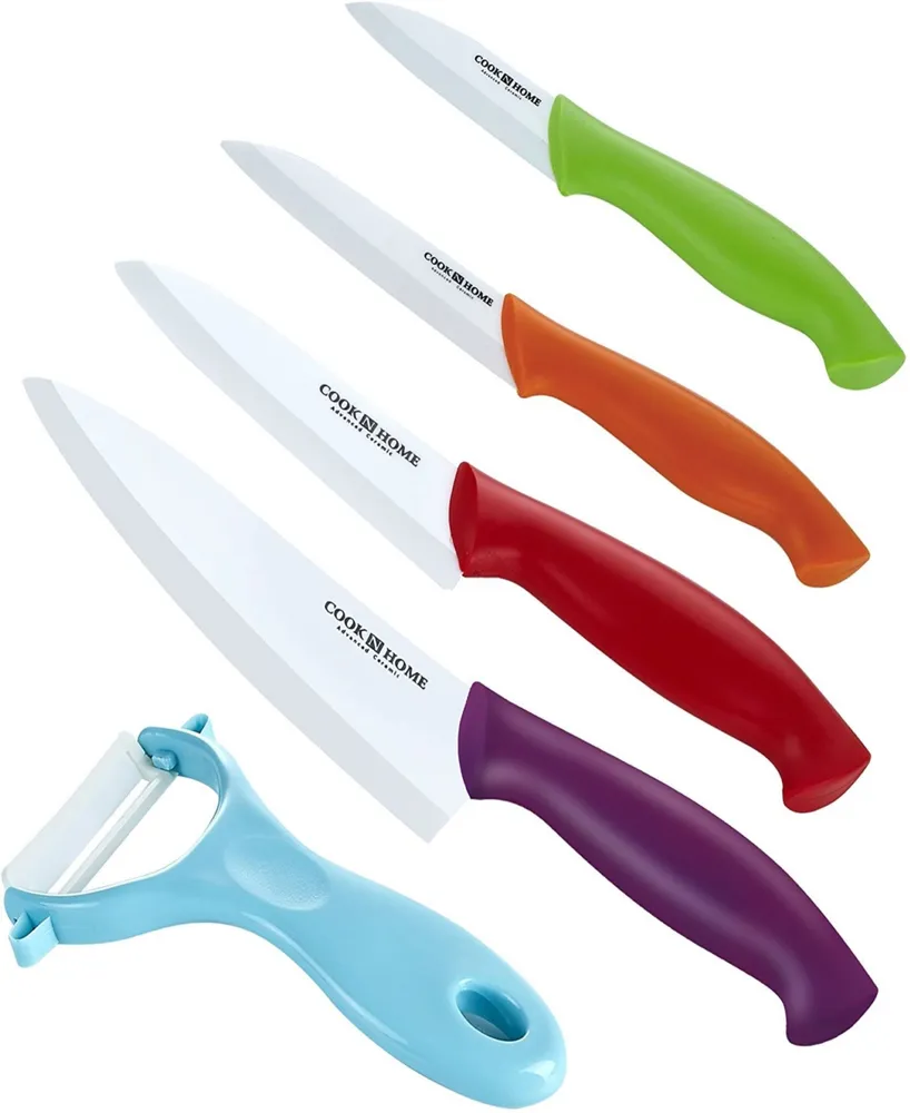 Cook N Home 9-Piece Ceramic Knife Set with Sheaths, Multicolor - Assorted Pre