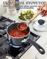 Cook N Home Nonstick Saucepan set, 1Qt and 2Qt with glass lid, Black