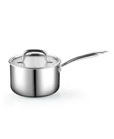 Cook N Home Tri-Ply Clad Stainless Steel Sauce Pan with Lid, 3 Quart, Silver