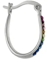 Giani Bernini Rainbow Crystal Oval Hoop Earrings in Sterling Silver, Created for Macy's