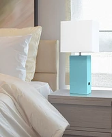 Elegant Designs Modern Leather Table Lamp with Usb