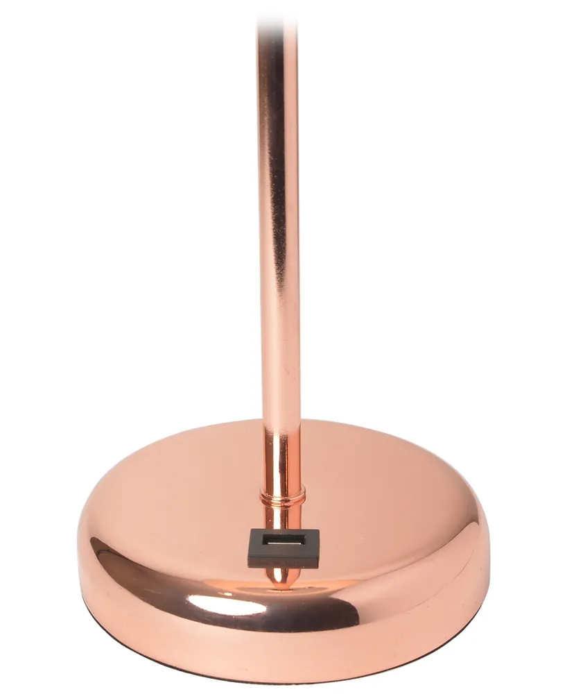 LimeLights Stick Lamp with Usb Charging Port - White Shade, Rose Gold