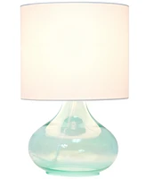 Simple Designs Glass Raindrop Table Lamp with Fabric Shade, Green White Shade