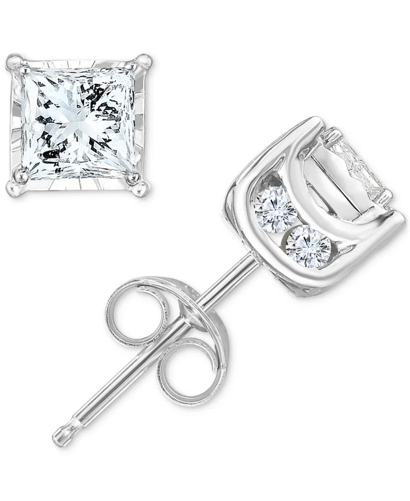 TruMiracle Diamond Princess Stud Earrings (3/4 ct. t.w.) 14k White Gold, Gold or Rose