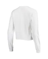 Women's White Texas Longhorns Retro Campus Crop Long Sleeve T-shirt