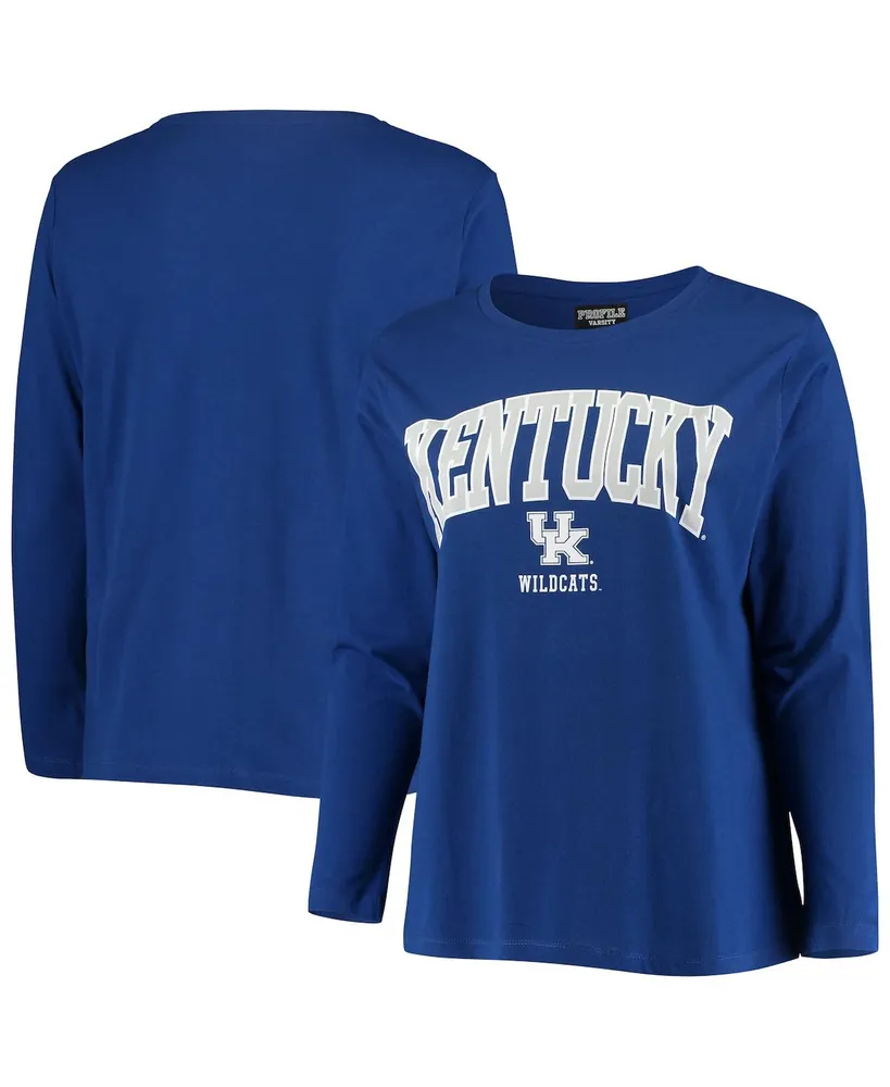 Women's Royal Kentucky Wildcats Plus Size Logo Long Sleeve T-shirt