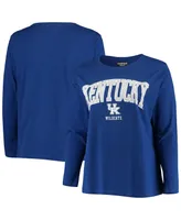 Women's Royal Kentucky Wildcats Plus Size Logo Long Sleeve T-shirt