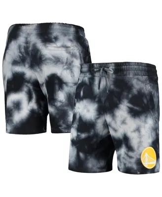 Men's New Era Black Golden State Warriors Fleece Tie-Dye Shorts