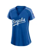 Women's Fanatics Royal and Light Blue Kansas City Royals True Classic League Diva Pinstripe Raglan V-Neck T-shirt