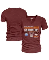 Women's Blue 84 Maroon Virginia Tech Hokies 2022 Acc Men's Basketball Conference Tournament Champions V-Neck T-shirt