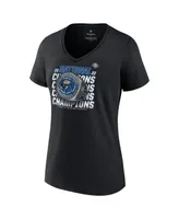 Women's Fanatics Black Kansas Jayhawks 2022 Ncaa Men's Basketball National Champions Half-Court Ring V-Neck T-shirt