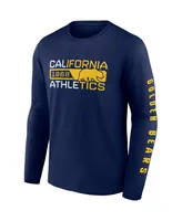 Men's Fanatics Navy Cal Bears Broad Jump 2-Hit Long Sleeve T-shirt