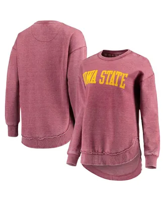 Women's Pressbox Cardinal Iowa State Cyclones Vintage-Like Wash Pullover Sweatshirt