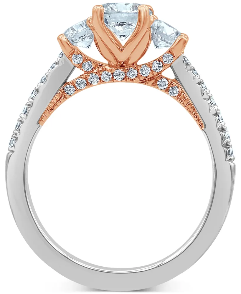 Diamond Three Stone Ring (1-1/2 ct. t.w.) in 14k White & Rose Gold