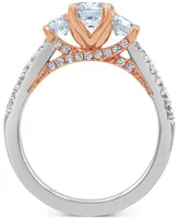 Diamond Three Stone Ring (1-1/2 ct. t.w.) in 14k White & Rose Gold