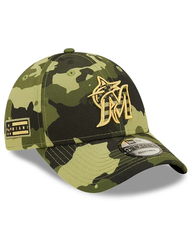 Men's New Era Camo Miami Marlins 2022 Armed Forces Day 9Forty Snapback Adjustable Hat