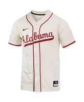 Men's Nike Natural Alabama Crimson Tide Replica Full-Button Baseball Jersey