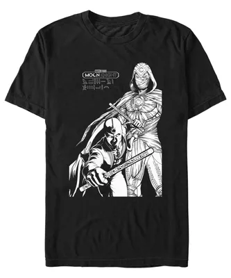 Men's Moon Knight Mk Line Art Duo Short Sleeve T-shirt