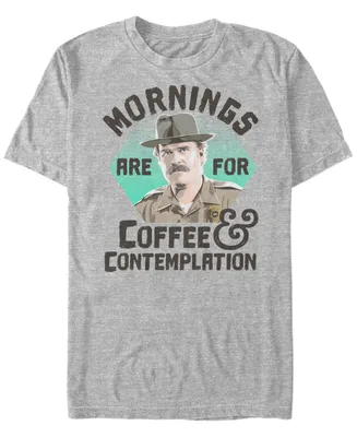 Men's Stranger Things Hopper Coffee Morning Short Sleeve T-shirt