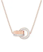 Swarovski Women's Hollow Rose Gold Tone Plated Intertwined Circles Small Pendant Necklace