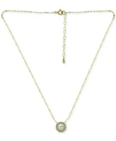 Giani Bernini Cubic Zirconia Octagon Halo Pendant Necklace in 18k Gold-Plated Sterling Silver 16" + 2" extender, Created for Macy's