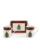 Christmas Tree Tartan 2 Piece Mug and Tray Set