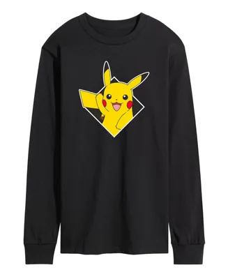 Men's Pokemon Diamond Shape Pikachu Long Sleeve T-shirt