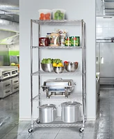 Seville Classics Commercial-Grade 5-Tier Nsf-Certified Steel Wire Wheeled Shelving