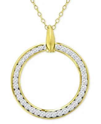 Giani Bernini Cubic Zirconia Open Circle Pendant Necklace, 16" + 2" extender, Created for Macy's