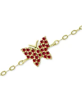 Giani Bernini Red Cubic Zirconia Butterfly Ankle Bracelet, Created for Macy's