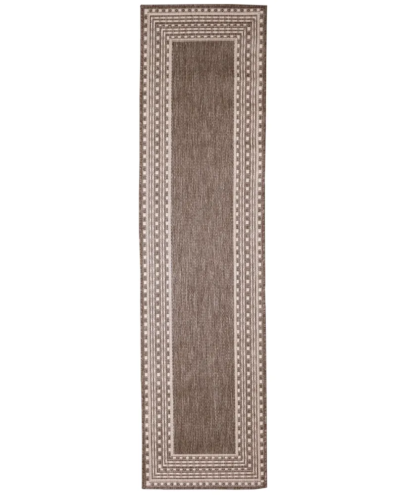 Liora Manne' Malibu Etched Border 1'11" x 7'6" Runner Outdoor Area Rug