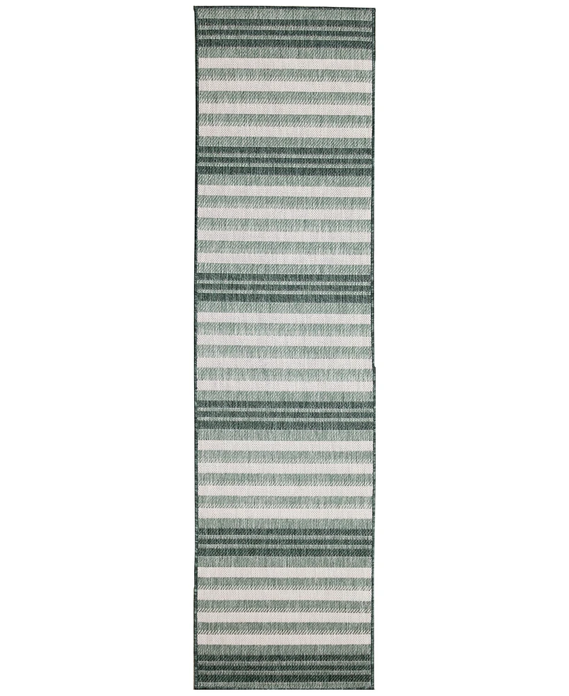 Liora Manne' Malibu Faded Stripe 1'11" x 7'6" Runner Outdoor Area Rug