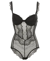 MeMoi Women's Odette Sheer Lingerie Bodysuit