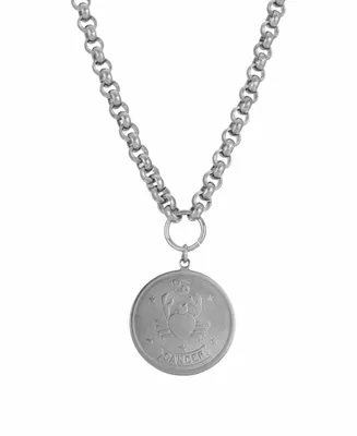 Women's Round Cancer Pendant Necklace - Silver