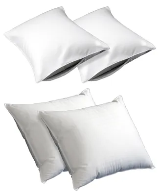 Pure Weave Extra Firm Allergen Barrier Pillow 4 Piece Protector and Pillow Bundle, King