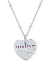 Diamond Accent & Enamel Pride Double Heart 18" Pendant Necklace in Sterling Silver