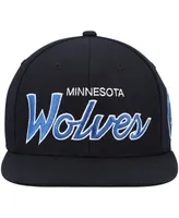 Men's Mitchell & Ness Black Minnesota Timberwolves Hardwood Classics Script 2.0 Snapback Hat