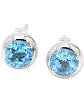 Blue Topaz Stud Earrings (1-1/3 ct. t.w.) in 14k White Gold