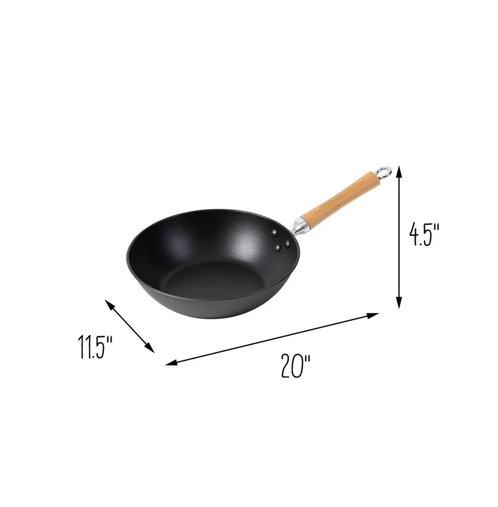Joyce Chen Professional Series Cast Iron Stir Fry Pan with Maple Handle, 11.5"