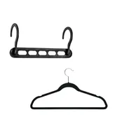 Collapsible Hangers and Velvet Non-Slip Hangers, 55 Piece