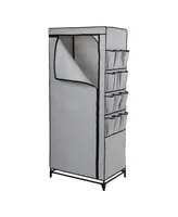 Wide Portable Wardrobe Closet with Cover and Side Pockets, 27"