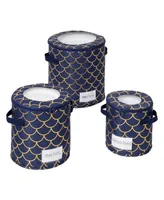 Round Dinnerware Golden Scallop Print Storage Box, Set of 3