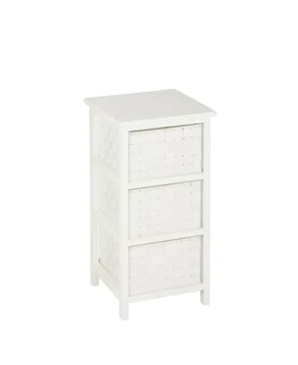 Wooden Frame Woven Fabric Small Storage Cabinet Drawers