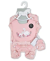 Baby Girls Lovely Swan Layette Gift Mesh Bag, 5 Piece Set