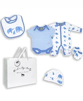 Baby Boys Elephants Layette Gift Mesh Bag, 5 Piece Set