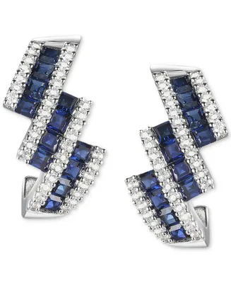 Lab-Grown Sapphire (5/8 ct. t.w.) & Lab-Grown White Sapphire (1/2 ct. t.w.) Swirl Stud Earrings in Sterling Silver